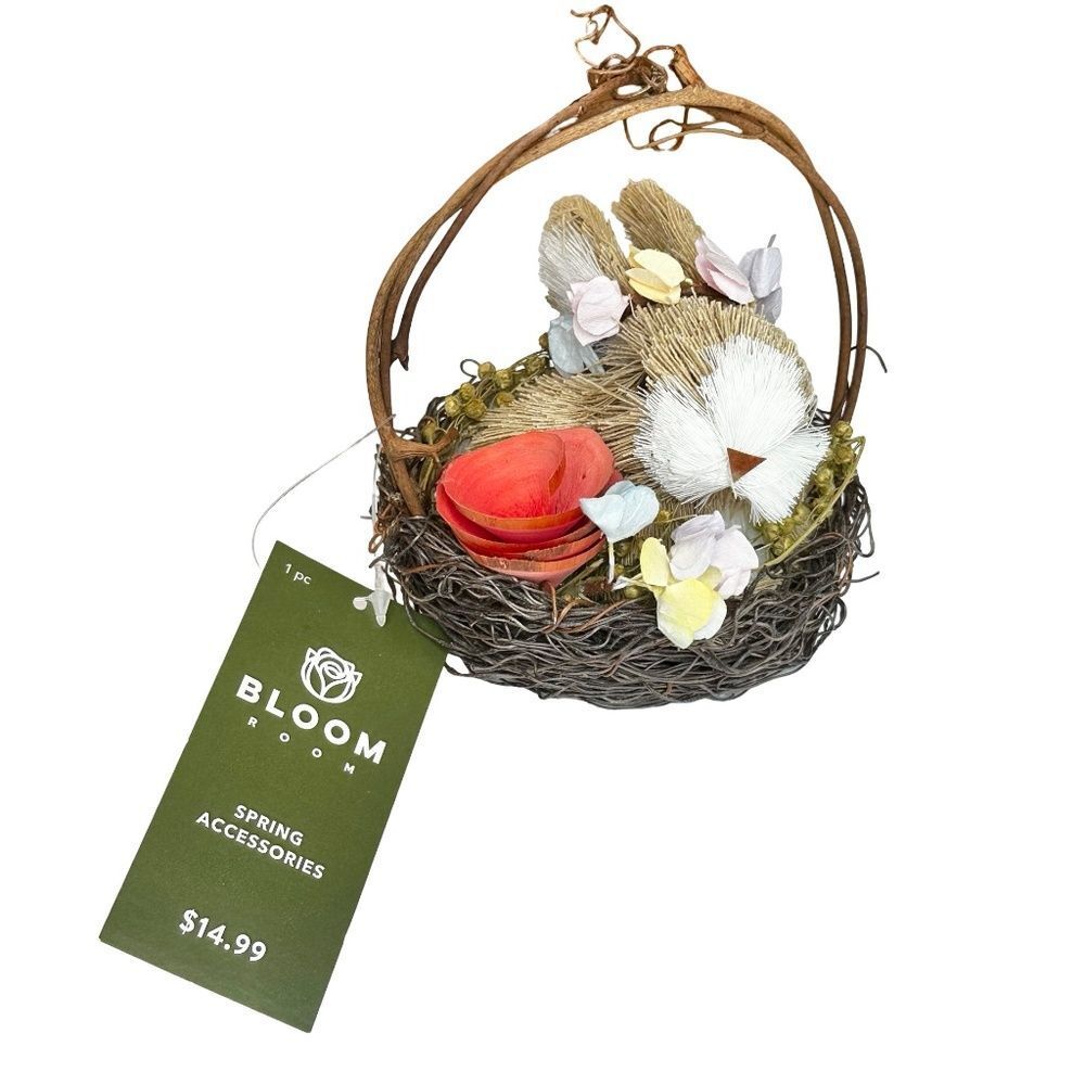 NWT Adorable Bunny - Rabbit in a Basket Spring Easter Decor - Picture 2 of 9